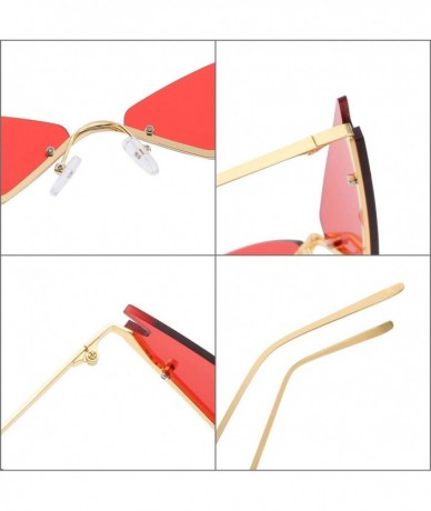 Cat Eye Small Cat Eye Sunglasses For Women Futuristic Semi Rimless Sunglasses - Red Lens/Gold Frame - CK18ESEGIIL $25.42