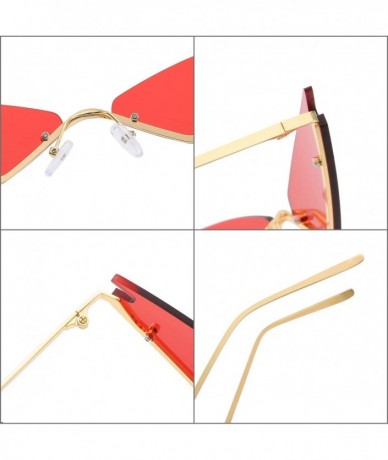 Cat Eye Small Cat Eye Sunglasses For Women Futuristic Semi Rimless Sunglasses - Red Lens/Gold Frame - CK18ESEGIIL $10.17