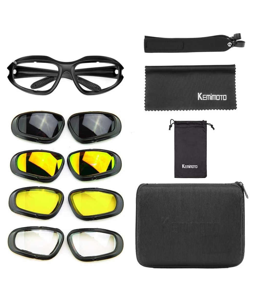 Sport Polarized Motorcycle Glasses- Riding Goggles with 4 Lens Kits for Outdoor Driving Skiing- Black - Black - C918C58C4AR $...