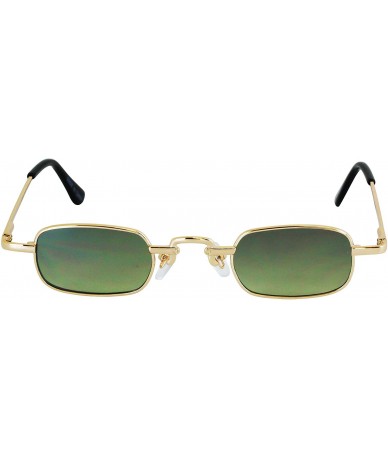 Rectangular Vintage Slender Square Sunglasses Retro Small Metal Frame Candy Colors - Green - CY18UIMAA8I $10.23