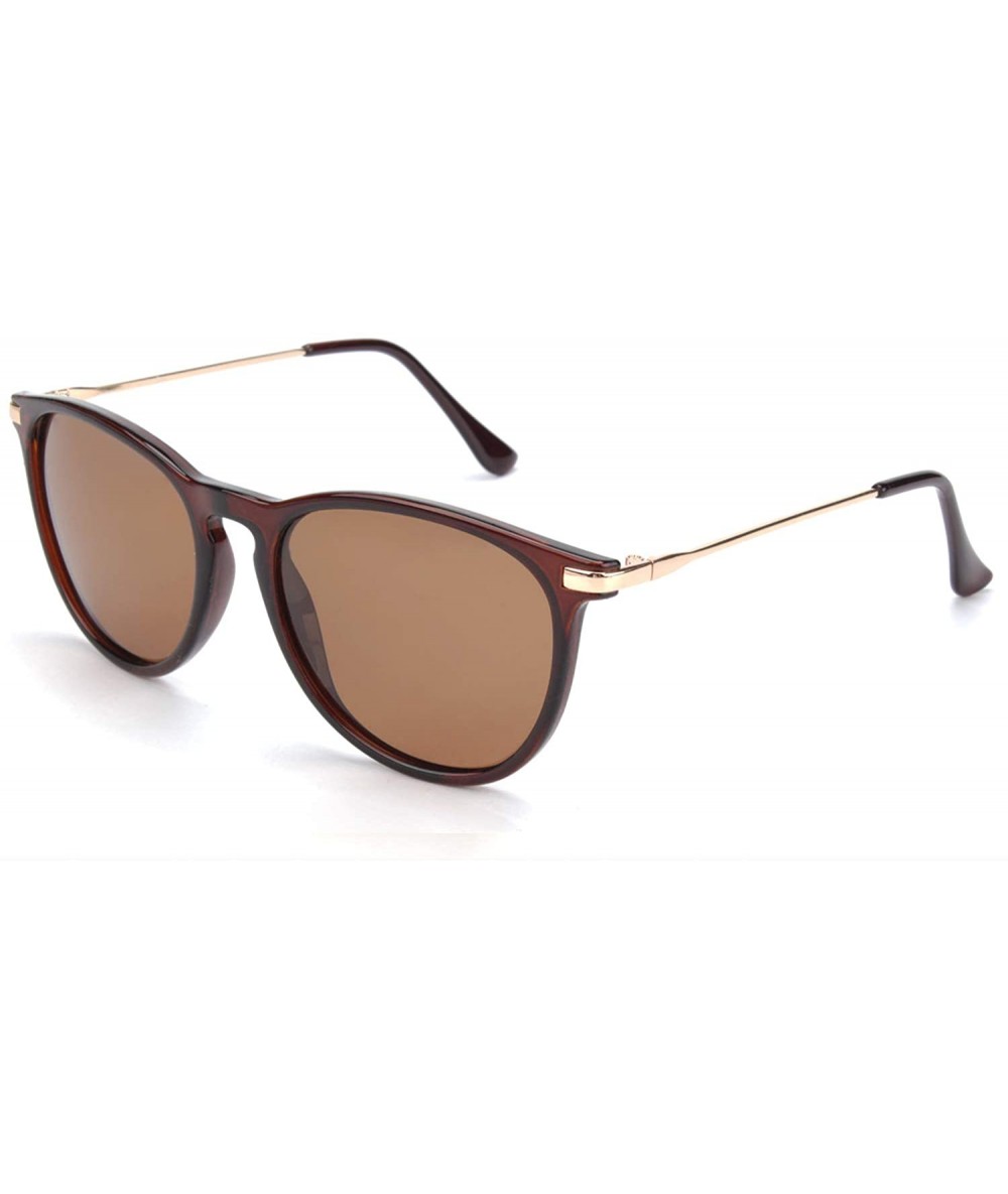 Round Polarized Sunglasses for Women Sun Glasses Fashion Oversized Shades S85 - Z Brown Frame/Brown Lens - CN18WU6TKYA $10.66