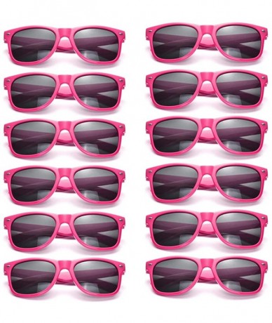 Goggle Bulk 12 Pack Neon Retro Sunglasses Unisex Adult Kids Party Favors Decor Glasses - Kids Hotpink - CA18RD7H4K7 $33.41