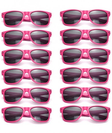 Goggle Bulk 12 Pack Neon Retro Sunglasses Unisex Adult Kids Party Favors Decor Glasses - Kids Hotpink - CA18RD7H4K7 $15.72