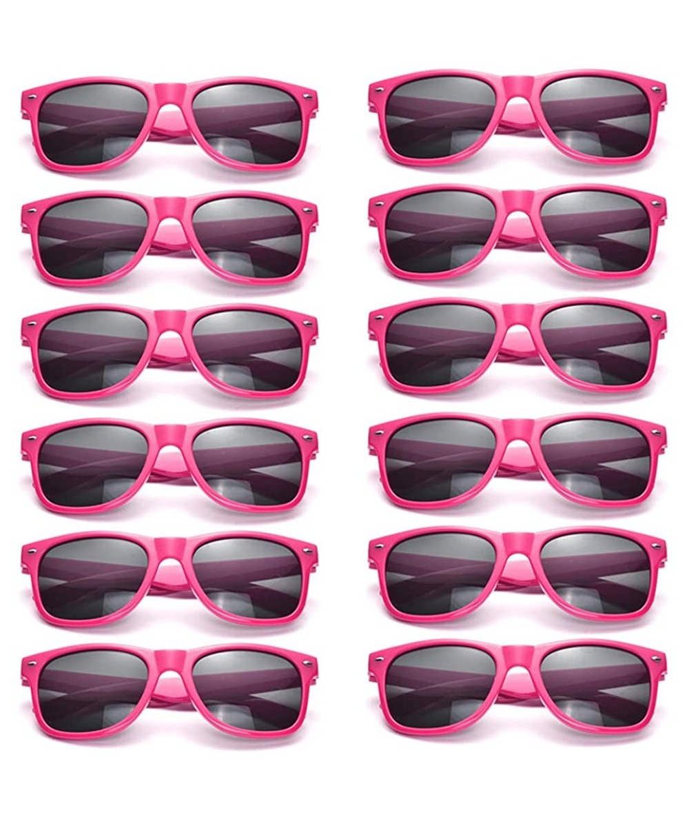Goggle Bulk 12 Pack Neon Retro Sunglasses Unisex Adult Kids Party Favors Decor Glasses - Kids Hotpink - CA18RD7H4K7 $15.72