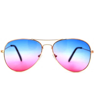 Aviator 12 Pieces Wholesale Aviator Sunglasses Two Tone Color Lens Gold Metal Frame - 064-blue-pink-12 Pairs - CN18LLD4DD6 $2...