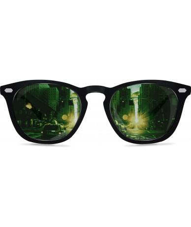 Square Polarized Protection Sunglasses - Black Frame/Green Lens - CF194R7EDGR $24.02