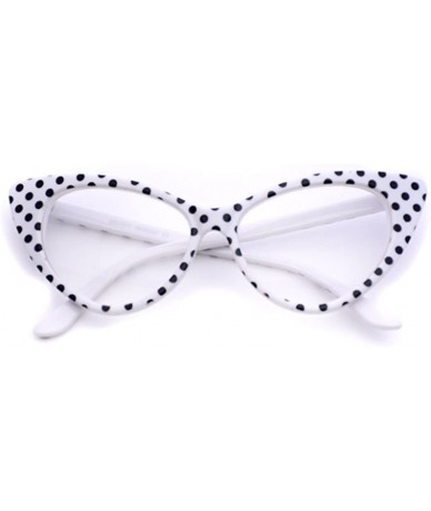 Cat Eye Super Cateyes Vintage Inspired Pointed Cat Eye Polka Dot Sunglasses Glasses - White Clear - C312MAFCEV3 $11.60