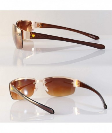 Rimless Men's Vintage Wrap Style Semi-Rimless Sunglasses A268 - Brown - C918OTZYO3C $14.49