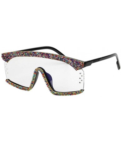 Square new hand-drilled shiny gravel pearl unisex fashion brand designer sunglasses - Transparent - CY18WTMOM5Y $30.41
