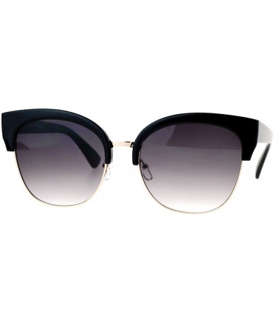 Square Designer Fashion Sunglasses Womens Oversized Square Flat Frame Bold Top - Black Silver (Smoke) - CT188IDI5DN $21.91