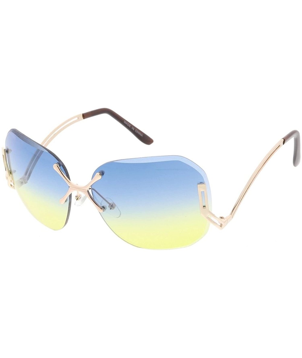 Shield Heritage Modern "Tahiti" Wired Frame Sunglasses - Yellow - CC18GYHW0U6 $7.67