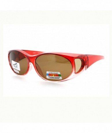 Oval Fit Over Glasses Polarized Sunglasses Oval Frame Ombre Color Brown Lens - Red - C711YDUDOBH $10.80