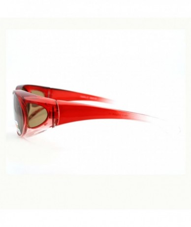 Oval Fit Over Glasses Polarized Sunglasses Oval Frame Ombre Color Brown Lens - Red - C711YDUDOBH $10.80
