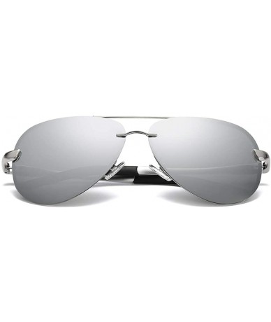 Aviator Polarized Aviator Sunglasses for Men Women Metal Frame Flat Top Sun Glasses UV Protection 63mm - Silver - C018YZZK7C3...