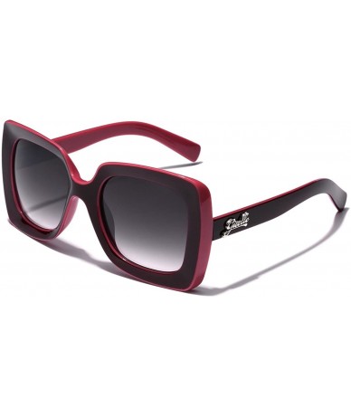 Round Square Frame Vintage Retro Women's Sunglasses - Dark Red - Pink - Gradient Smoke - C111P3R4913 $7.92
