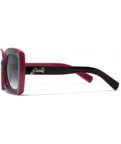 Round Square Frame Vintage Retro Women's Sunglasses - Dark Red - Pink - Gradient Smoke - C111P3R4913 $7.92