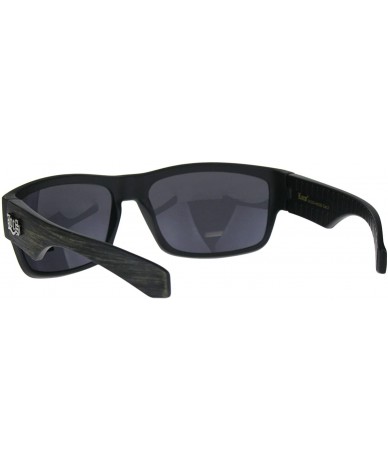 Sport Mens Locs Wood Grain Arm Warp Around Biker Sunglasses - Black Brown - CS180UL6OD6 $8.48