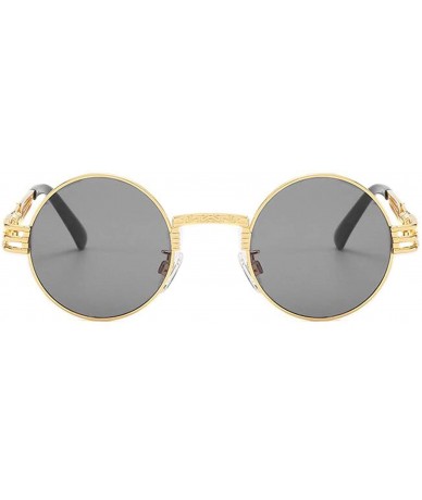 Oval Round Steampunk Sunglasses for Women Men-Classic John Lennon Style- Metal Frame UV Protection 8077 - Gold - C5198OZI0MX ...