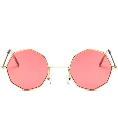 Round Small Metal Octagon Frame Sunglasses for Women and Men UV400 - Sliver Purple - CN198CACR3T $10.31