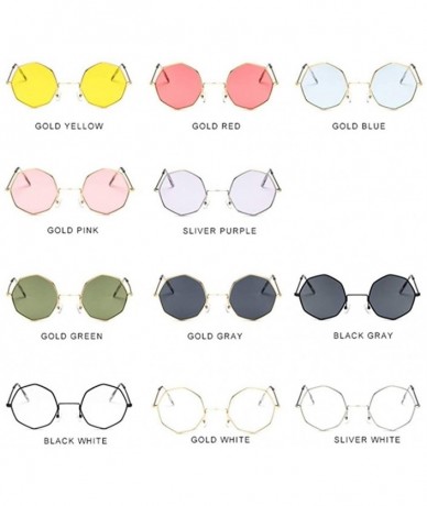 Round Small Metal Octagon Frame Sunglasses for Women and Men UV400 - Sliver Purple - CN198CACR3T $10.31