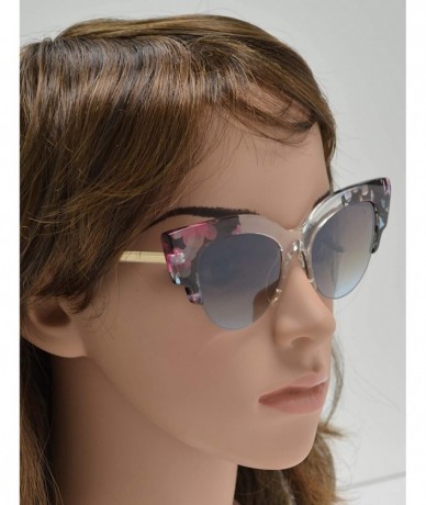 Semi-rimless Retro Semi-Rimless Half Frame Round Cateye Sunglasses for Women - Clear + Brown Blue - CQ18UIGSED4 $13.30