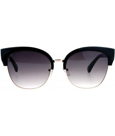 Square Designer Fashion Sunglasses Womens Oversized Square Flat Frame Bold Top - Black Silver (Smoke) - CT188IDI5DN $21.91