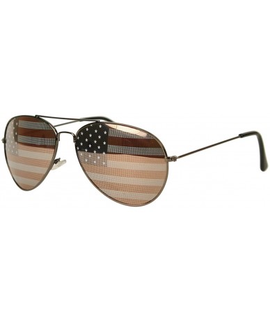Wayfarer Patriotic American Flag Aviator Sunglasses USA Glasses Gift Set for Men Women - Gunmetal - CN11EAYPRXN $17.03