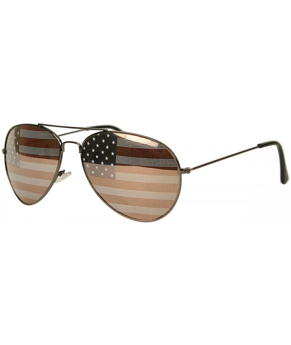 Wayfarer Patriotic American Flag Aviator Sunglasses USA Glasses Gift Set for Men Women - Gunmetal - CN11EAYPRXN $8.18