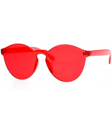 Rimless Rimless Flat Lens Sunglasses One Thick Translucent Round Lens Frame - Red - CC12KVA9K4L $10.05