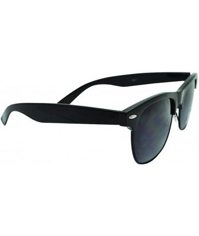 Round Retro Half Frame Horn Rimmed Sunglasses Smoke Lens Mens Womens Fashion - CS11KV9WND9 $8.53