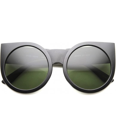 Cat Eye Womens Oversized Super Bold Round Cat Eye Sunglasses - Matte-black Green - CX11XSNFG11 $12.97