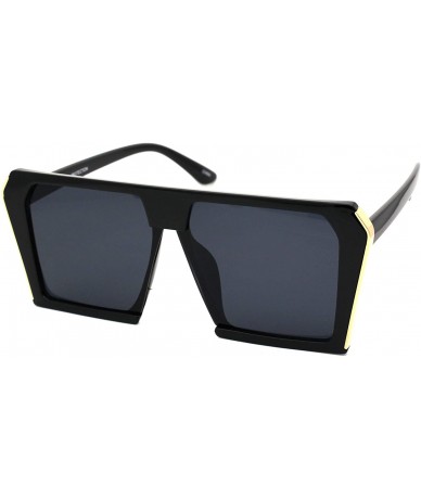 Square Womens Oversized Geometric Sunglasses Flat Top Square Metal Side UV 400 - Black (Black) - CL195M2USD3 $14.09