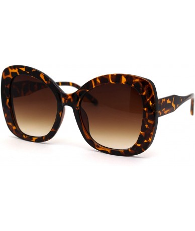 Oversized Womens Thick Plastic Butterfly Designer Fashion Chic Sunglasses - Tortoise Brown - CI19574A6KY $20.32