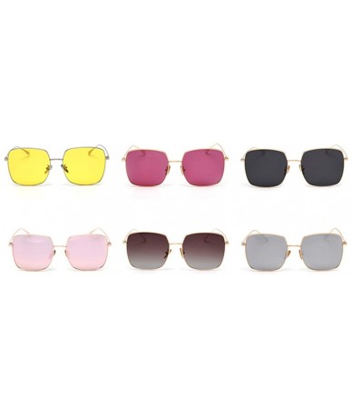 Square Mirror Sunglasses Men Polarized Metal Frame Big Sun Glasses for Women Square - Pink Mirror - CK18W6D3H65 $8.96