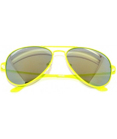 Aviator Classic Aviator Style Colored Lens Sunglasses Metal Frame - Green-yellow Frame Mirrored Lens - CZ11SWZ0EM1 $20.02