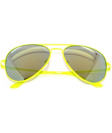 Aviator Classic Aviator Style Colored Lens Sunglasses Metal Frame - Green-yellow Frame Mirrored Lens - CZ11SWZ0EM1 $11.18