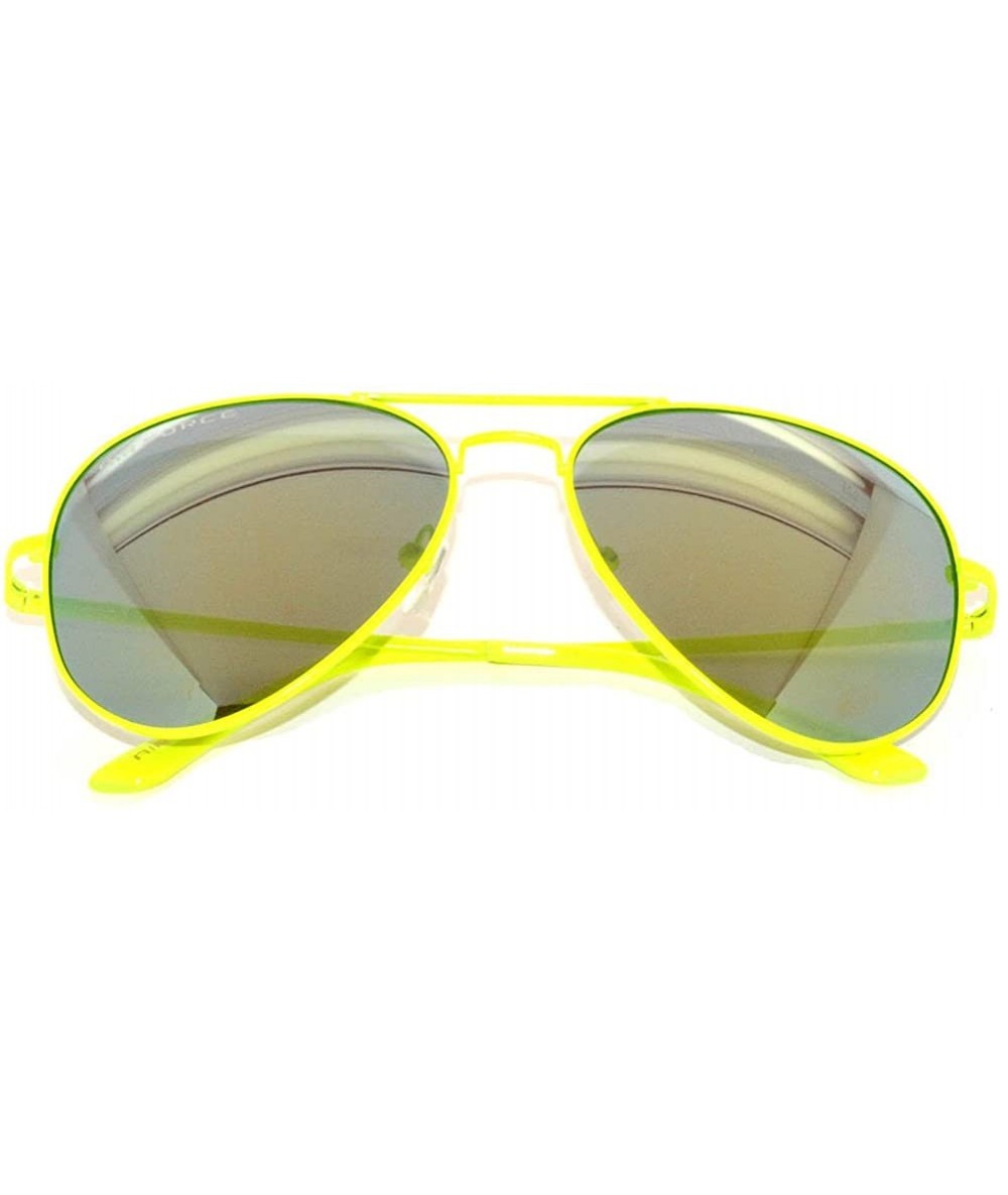 Aviator Classic Aviator Style Colored Lens Sunglasses Metal Frame - Green-yellow Frame Mirrored Lens - CZ11SWZ0EM1 $11.18