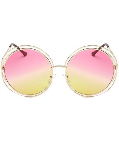 Oversized The Classic Retro over Oversized Round Circle Stainless Steel Frame Mirror Sunglasses for Women Ladies - C618ZR86AH...