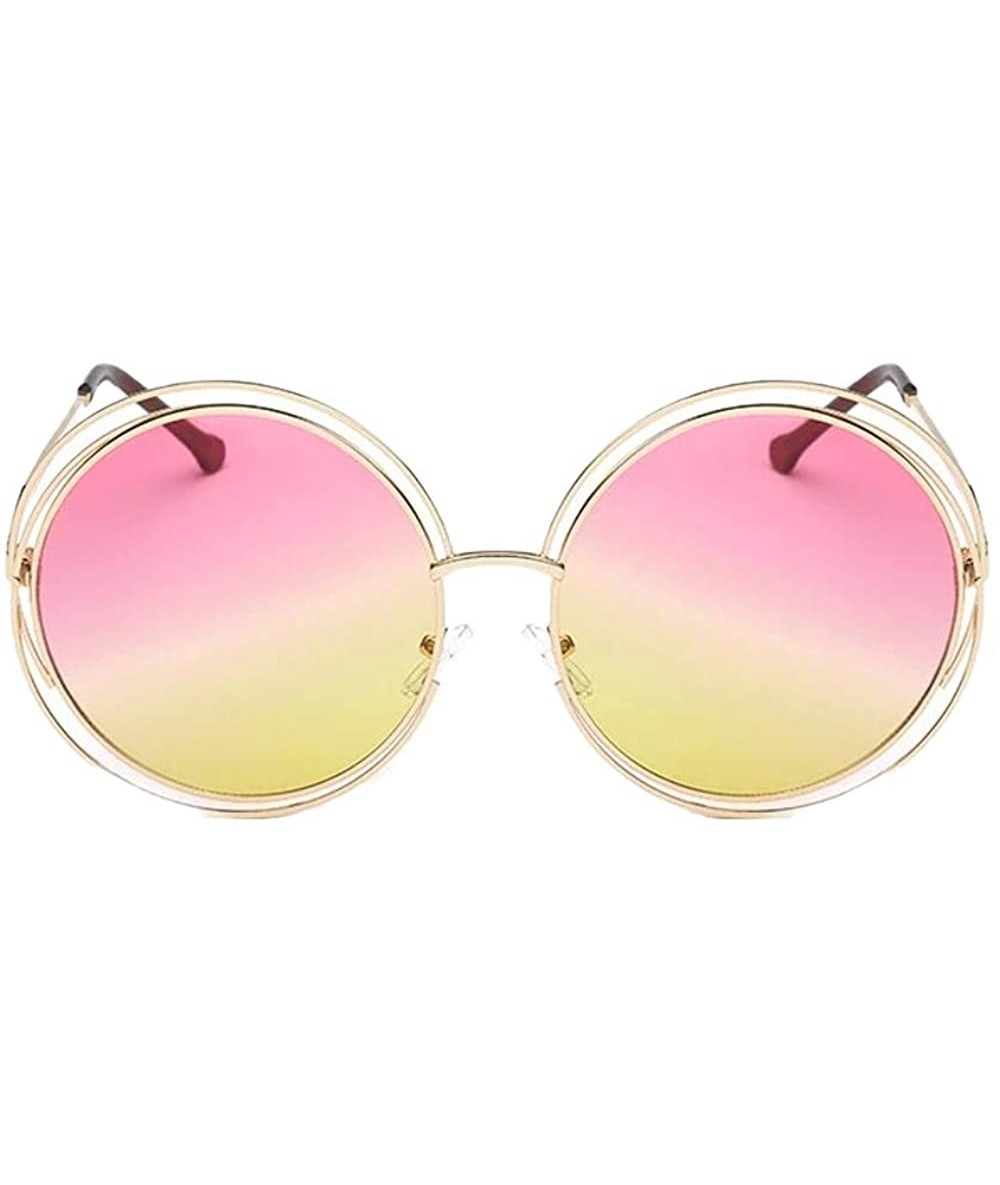 Oversized The Classic Retro over Oversized Round Circle Stainless Steel Frame Mirror Sunglasses for Women Ladies - C618ZR86AH...