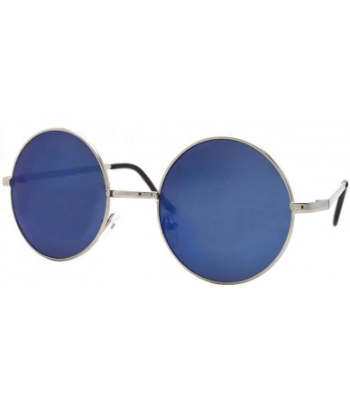 Round John Lennon 60's Vintage Round Hippie Sunglasses P2012 - Silver Blue Mirror - CF18Q72CTLO $12.47
