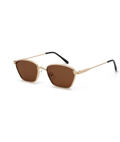 Oversized Square Retro Vintage Nerd Style Sunglasses Colored Small Metal Frame Eyewear for Women Men - Coffee - C718UDC4X7H $...