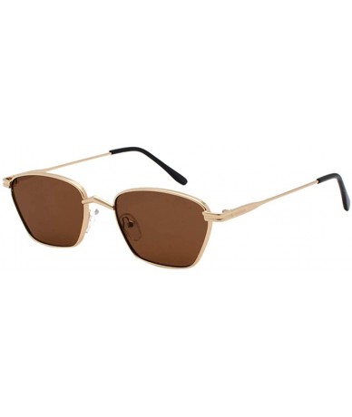 Oversized Square Retro Vintage Nerd Style Sunglasses Colored Small Metal Frame Eyewear for Women Men - Coffee - C718UDC4X7H $...