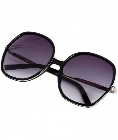 Square Oversized Sunglasses Big Large Women Square Wide Black Brown Retro Trendy Pink - Black - CS18QICWQI9 $25.06