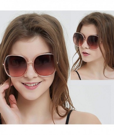 Square Oversized Sunglasses Big Large Women Square Wide Black Brown Retro Trendy Pink - Black - CS18QICWQI9 $15.29