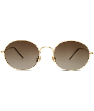 Oval Polarized Oval Sunglasses Vintage Round for Men and Women Metal Frame Tiny Sun SJ1136 - CR18A2ES40Y $16.18