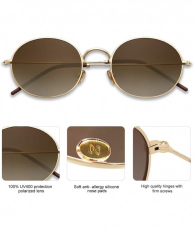Oval Polarized Oval Sunglasses Vintage Round for Men and Women Metal Frame Tiny Sun SJ1136 - CR18A2ES40Y $16.18