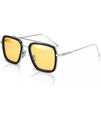 Square Glasses Driving Polarized Lens Rainy Indoors - Sliver - CK18AOIQ8SY $21.72