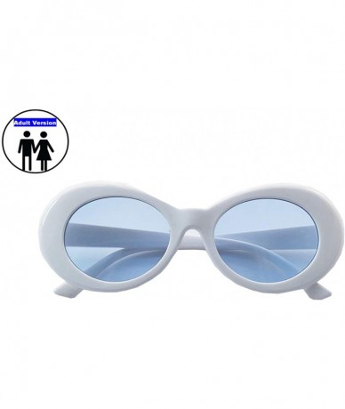 Round Clout Goggles Sunglasses for women men Bold Retro Oval Round Lens - Blue - CY18LTDIXEC $9.60