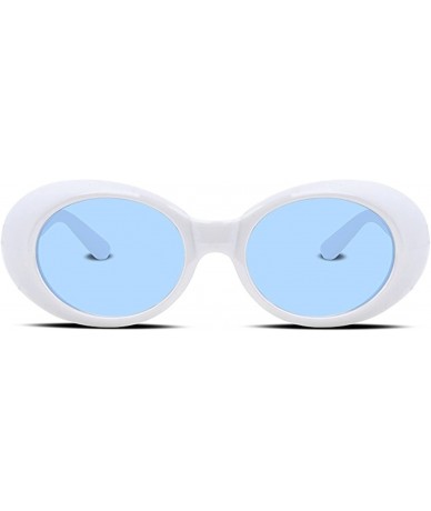 Round Clout Goggles Sunglasses for women men Bold Retro Oval Round Lens - Blue - CY18LTDIXEC $9.60