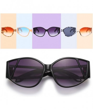 Cat Eye Cat Eye Oversized Sunglasses for Women Fashion Flat Top Plastic Frame Gradient Lens Shades Trendy Glasses - CI198QYKO...